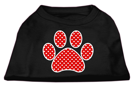 Red Swiss Dot Paw Screen Print Shirt Black XS